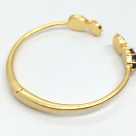 KATE SPADE PERFECTLY IMPERFECT GOLD TONE OPEN HINGED CUFF MULTI COLOR STONES - Picture 9 of 13